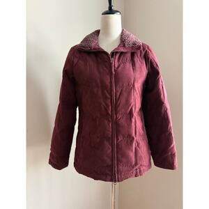 Vintage L.L.Bean Down Coat XS Petite Sherpa Collar Goose Down Brick Red
